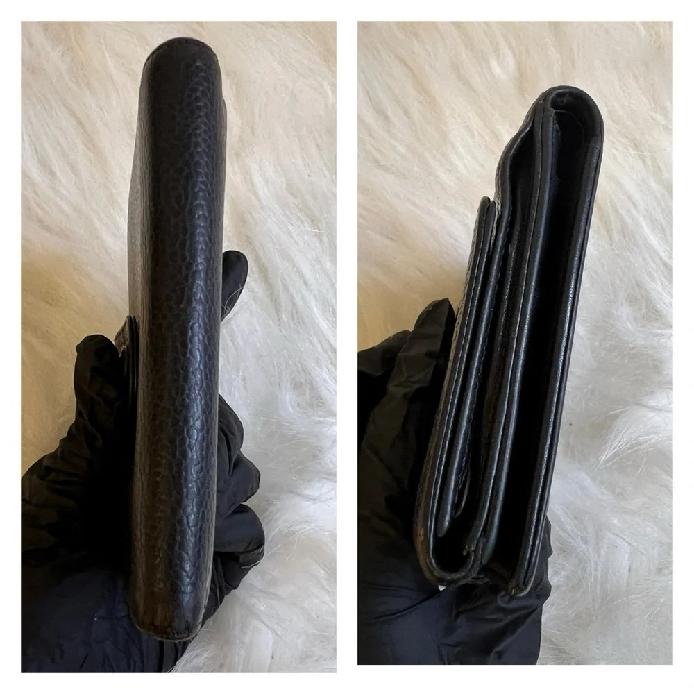 Authentic Chanel Black Caviar Leather Bi-Fold Wallet
